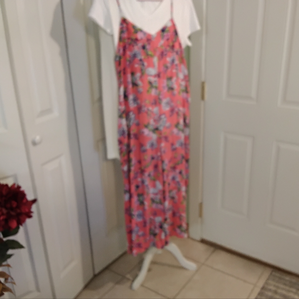 3893 Size XXL Floral Pink Scope Brand Jumpsuit.